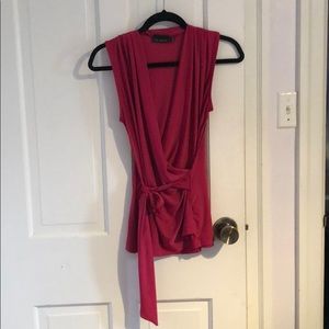 Dark pink sleeveless blouse